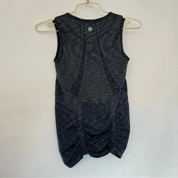 Athleta Fastest Track Size XS Black Space Dye Ruched Muscle Tank Seamless Top - Picture 3 of 8